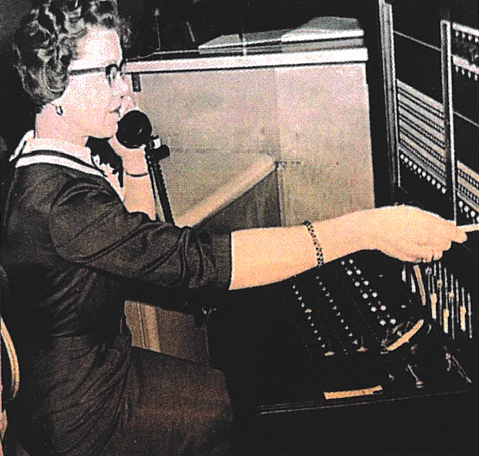Stella working at a switchboard